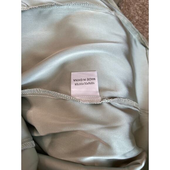 NEW Rumor SLEEK TOUCH SATIN MINI DRESS SAGE halter neck ruffle SZ 12 - Picture 8 of 10